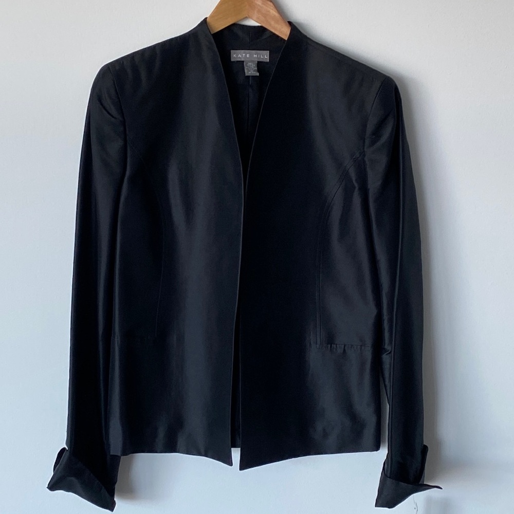 New With Tags Kate Hill Black Silk Jacket / Size 10